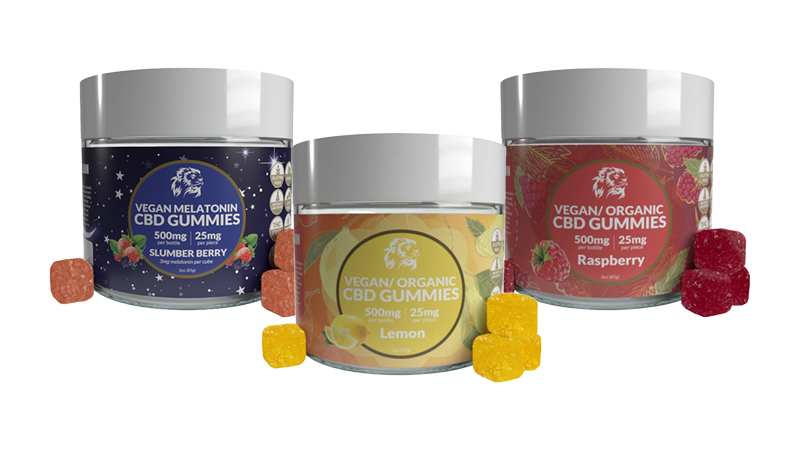 Image of CBD Lion's CBD Gummies in different flavors