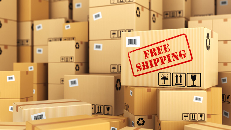 Delivery boxes in warehouse for free shipping