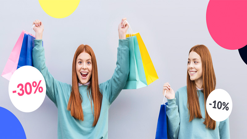 Girl with shopping bags from discount buying